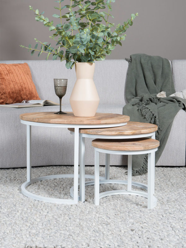 Salontafel Set van 3 - Industriële Salontafelset Erjan - Wit - Afbeelding 2