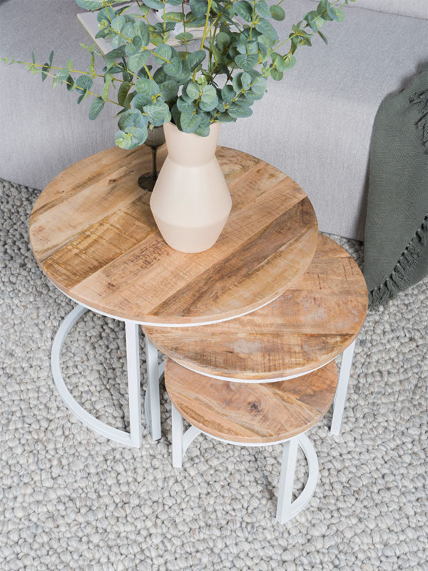 Salontafel Set van 3 - Industriële Salontafelset Erjan - Wit - Afbeelding 3