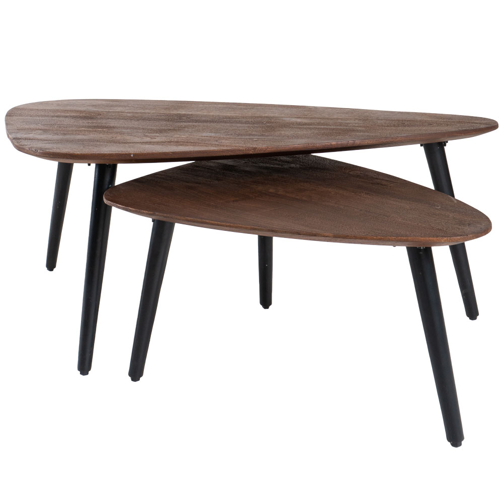 Het Steigerhouthuis Salontafel Jamal - Espresso Mangohout - Set van 2