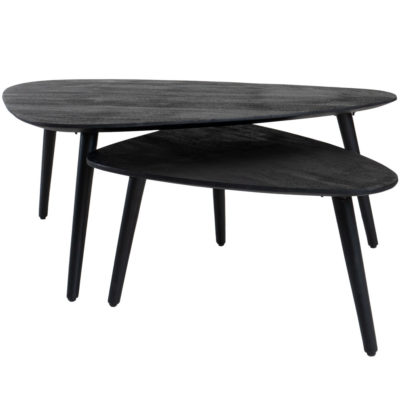 Salontafel Jamal - Zwart Mangohout - Set van 2