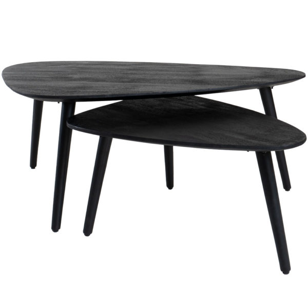 Salontafel Jamal - Zwart Mangohout - Set van 2