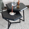 Salontafel Kiara - Set van 2 - Achthoekige tafeltjes - Zwart Mangohout - Afbeelding 2