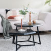 Salontafel Kiara - Set van 2 - Achthoekige tafeltjes - Zwart Mangohout - Afbeelding 3