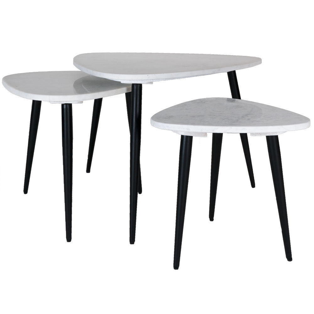 Het Steigerhouthuis Salontafel Milou - Marmer - Set van 3