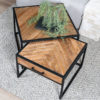 Salontafel Ruby Visgraat - Bruin Mangohout - Set van 2 - Afbeelding 4