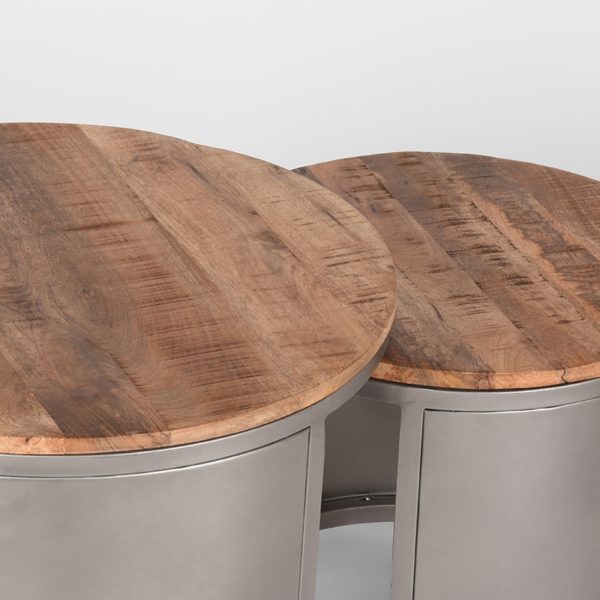 D-MAXX Salontafel Set Bunch - Rough - Mangohout - 60 cm - Rond - Afbeelding 5