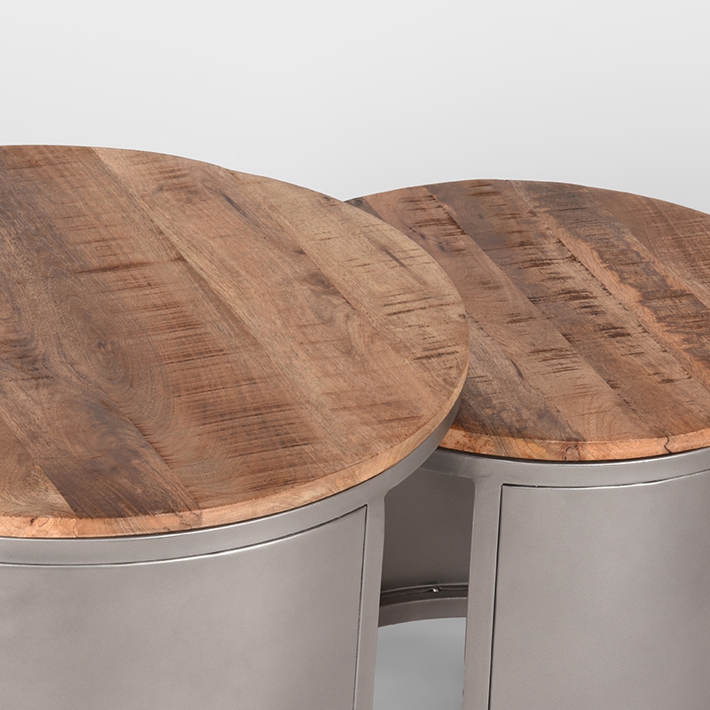 D-MAXX Salontafel Set Bunch - Rough - Mangohout - 60 cm - Rond - Afbeelding 5