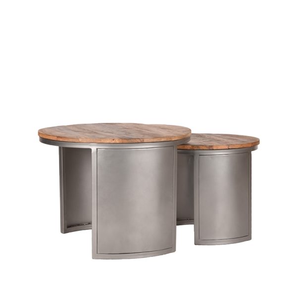 D-MAXX Salontafel Set Bunch - Rough - Mangohout - 60 cm - Rond - Afbeelding 3