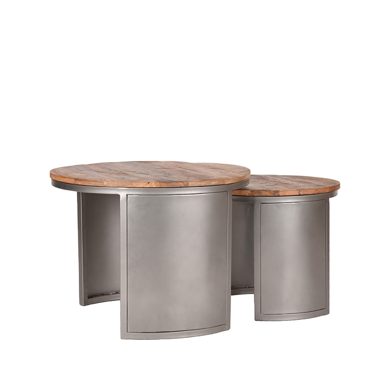 D-MAXX Salontafel Set Bunch - Rough - Mangohout - 60 cm - Rond - Afbeelding 3