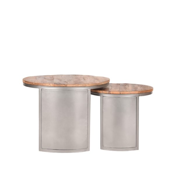 D-MAXX Salontafel Set Bunch - Rough - Mangohout - 60 cm - Rond - Afbeelding 2