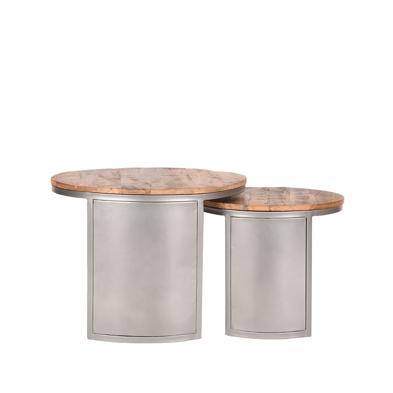 D-MAXX Salontafel Set Bunch - Rough - Mangohout - 60 cm - Rond - Afbeelding 2