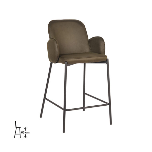 D-MAXX Barkruk Jari - Army green - Microfiber - Zithoogte 65 - Afbeelding 2