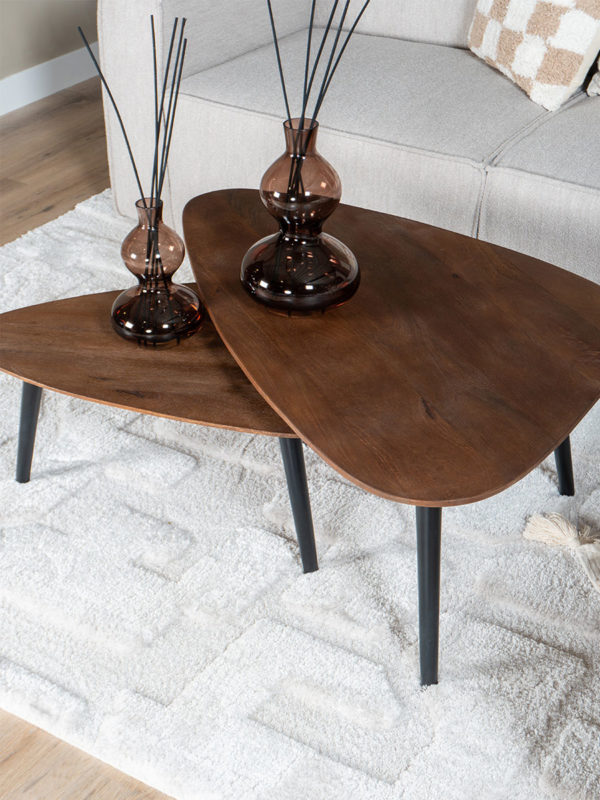 Salontafel Jamal - Espresso Mangohout - Set van 2 - Afbeelding 4
