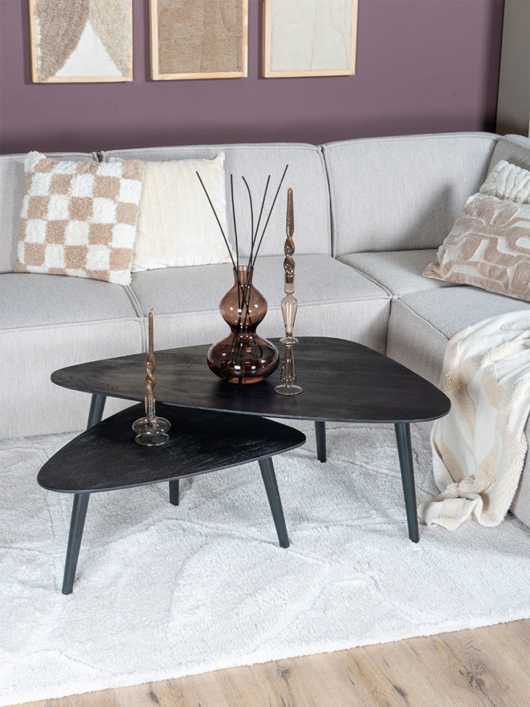 Salontafel Jamal - Zwart Mangohout - Set van 2 - Afbeelding 3