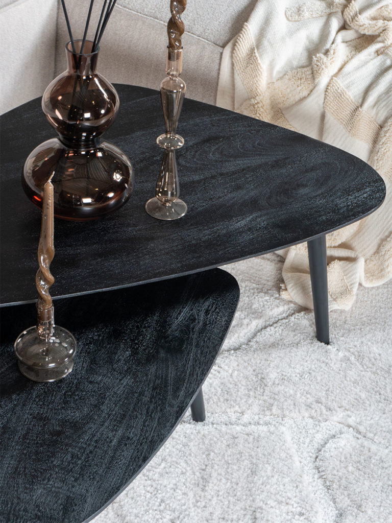 Salontafel Jamal - Zwart Mangohout - Set van 2 - Afbeelding 2