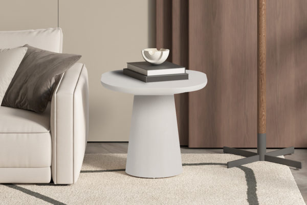 Salontafel 'Tavira' 55 cm Ovaal Cement Wit