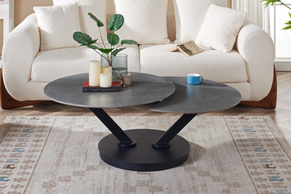Salontafel 'Nara' Round Swivel Stone Light Grey