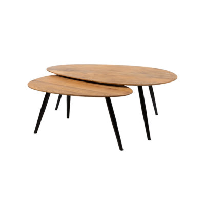 Salontafel organisch, set van 2, Glad Natuurlijk (17mm)