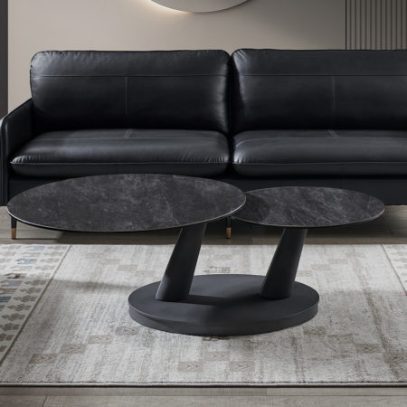 Salontafel 'Sapporo' Round Swivel Stone Dark Grey