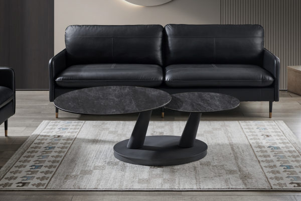 Salontafel 'Sapporo' Round Swivel Stone Dark Grey