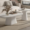 Salontafel 'Tavira' 55 cm Ovaal Cement Wit - Afbeelding 2