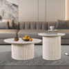 Salontafel 'Lagos' 80 cm Rond Decor Travertin Beige - Afbeelding 2