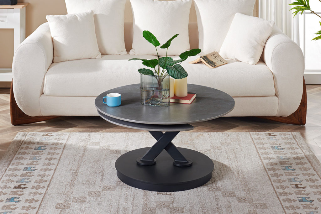 Salontafel 'Nara' Round Swivel Stone Light Grey - Afbeelding 2