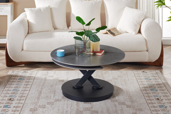 Salontafel 'Nara' Round Swivel Stone Light Grey - Afbeelding 2