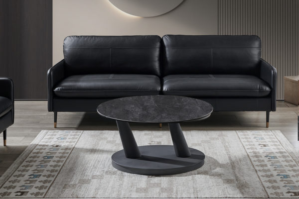 Salontafel 'Sapporo' Round Swivel Stone Dark Grey - Afbeelding 2