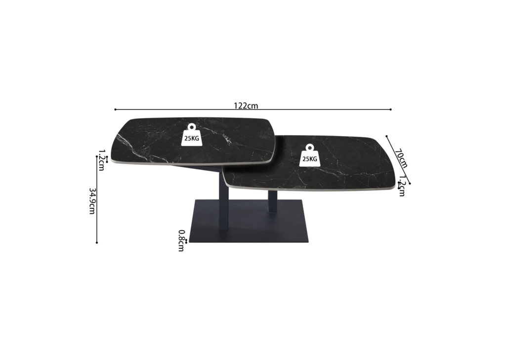 Salontafel 'Sendai' Rond Draaibaar Steen Zwart - Afbeelding 11