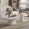Salontafel 'Tavira' 55 cm Ovaal Cement Wit - Afbeelding 3