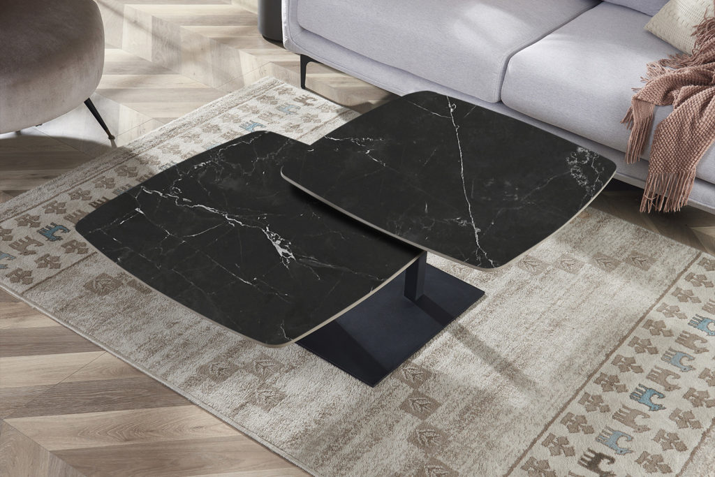 Salontafel 'Sendai' Rond Draaibaar Steen Zwart - Afbeelding 3