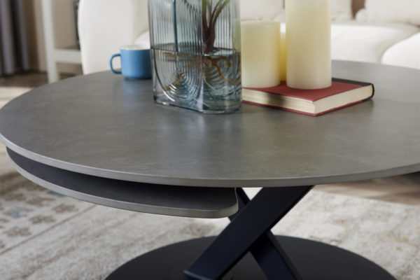 Salontafel 'Nara' Round Swivel Stone Light Grey - Afbeelding 4