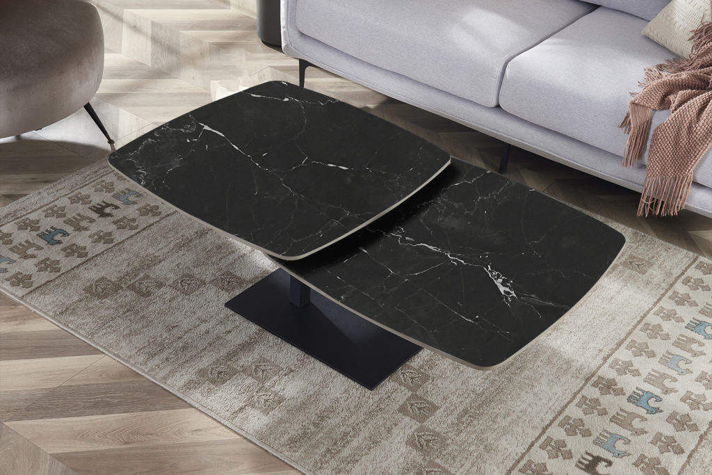 Salontafel 'Sendai' Rond Draaibaar Steen Zwart - Afbeelding 4