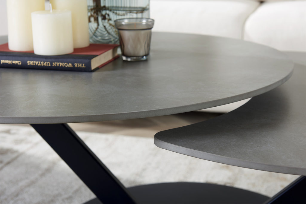 Salontafel 'Nara' Round Swivel Stone Light Grey - Afbeelding 5
