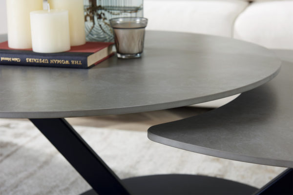 Salontafel 'Nara' Round Swivel Stone Light Grey - Afbeelding 5