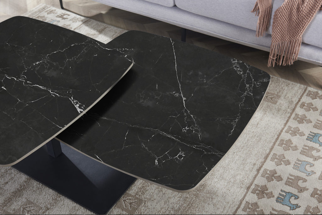 Salontafel 'Sendai' Rond Draaibaar Steen Zwart - Afbeelding 5