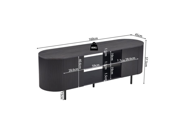 TV meubel 'Lagos' 160 cm Decor Donkerbruin - Afbeelding 6