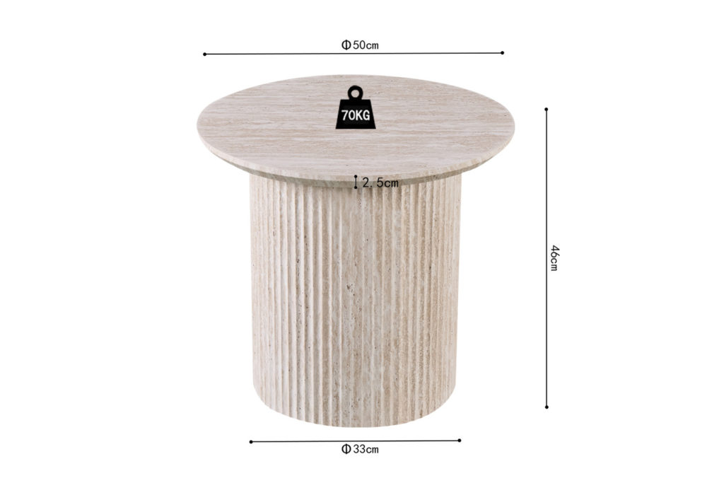 Salontafel 'Lagos' 50 cm Rond Decor Travertin Beige - Afbeelding 6