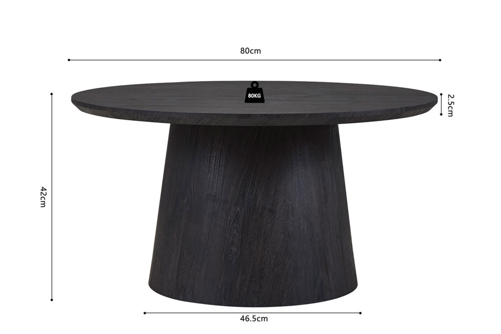 Salontafel 'Miklos' 80 cm Rond Decor Donkerbruin - Afbeelding 7