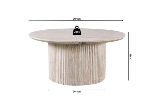 Salontafel 'Lagos' 80 cm Rond Decor Travertin Beige - Afbeelding 7