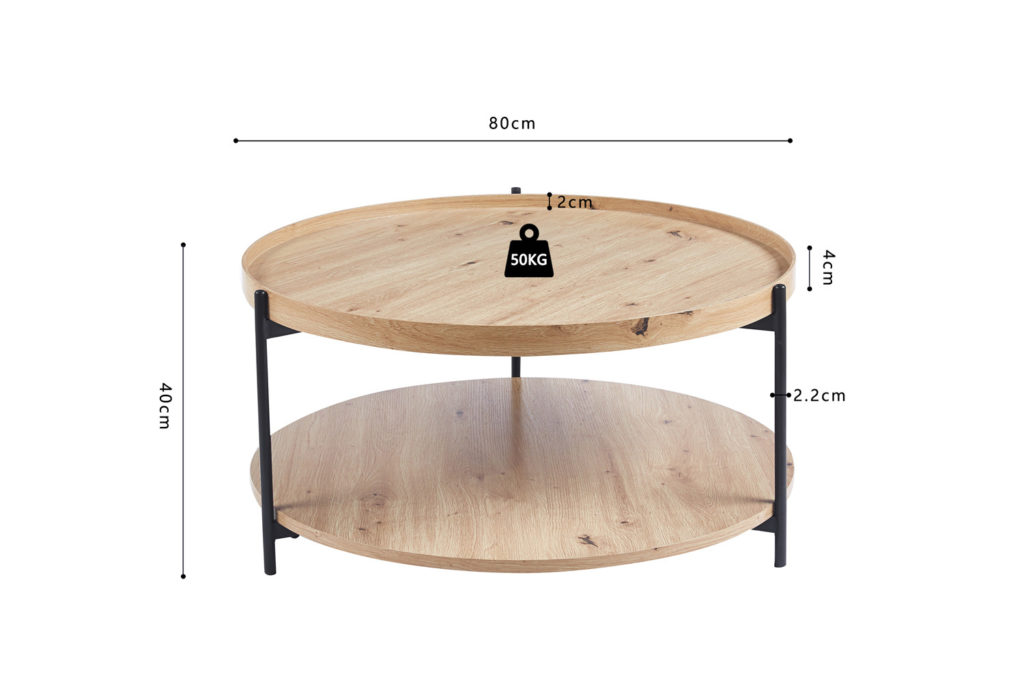 Salontafel 'Dalina' 80 cm Decor Old oak - Afbeelding 7