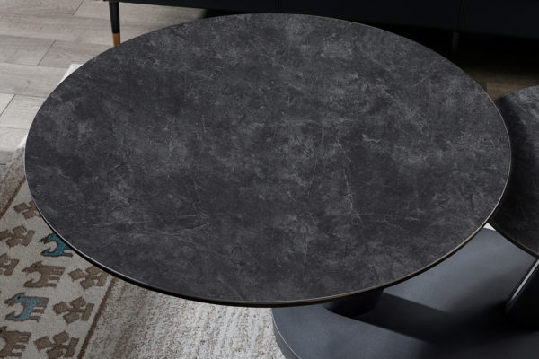 Salontafel 'Sapporo' Round Swivel Stone Dark Grey - Afbeelding 7