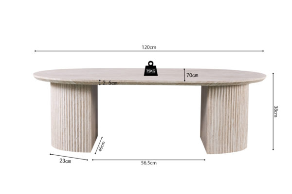 Salontafel 'Lagos' 120 cm Ovaal Decor Travertin Beige - Afbeelding 7
