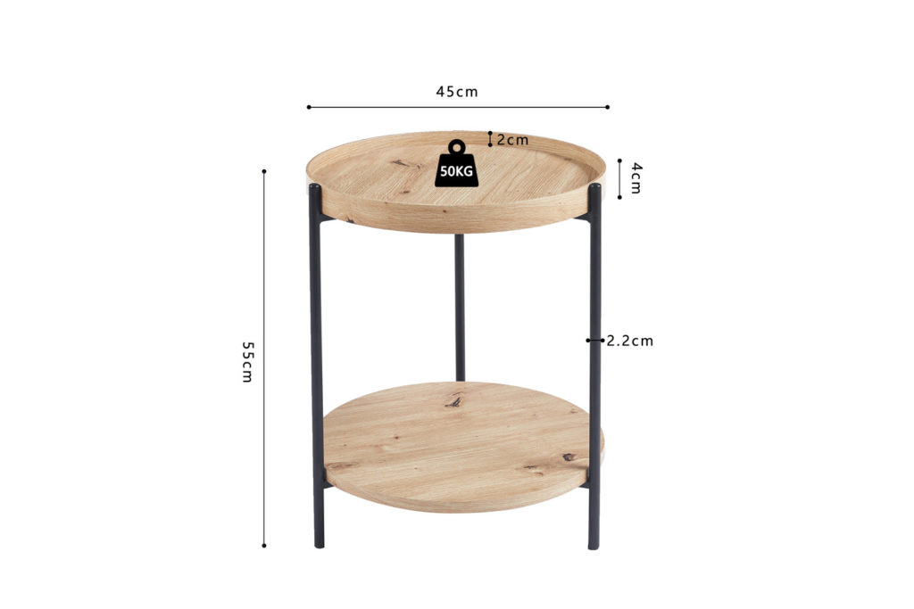 Salontafel 'Dalina' 45 cm Decor Oude eik - Afbeelding 8