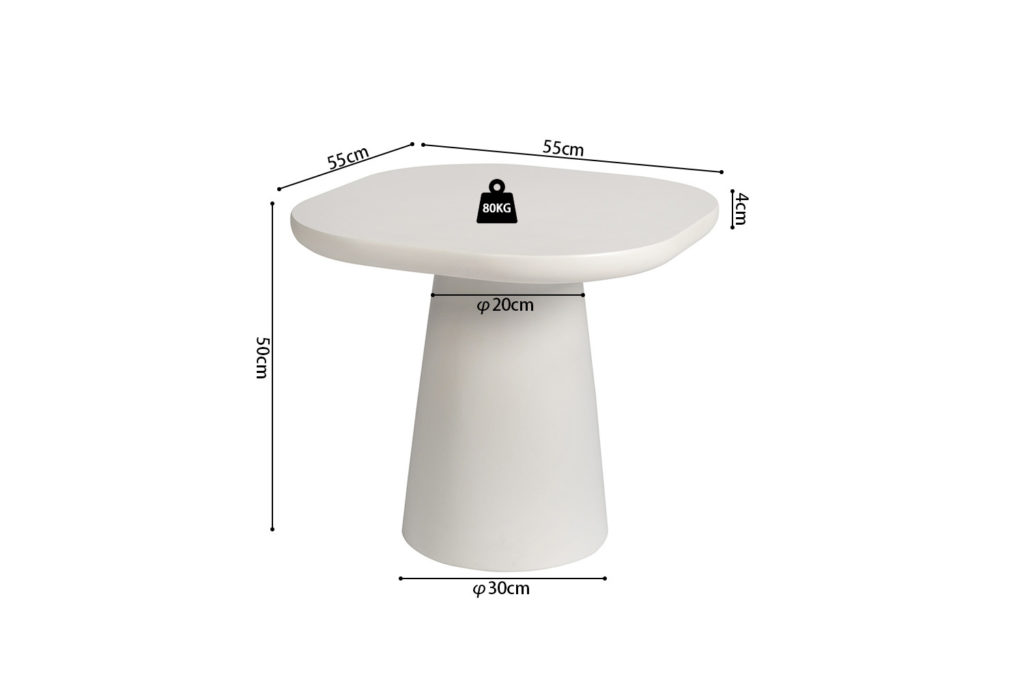 Salontafel 'Tavira' 55 cm Ovaal Cement Wit - Afbeelding 9