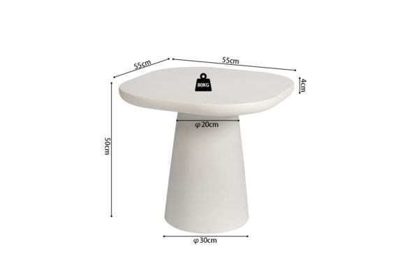 Salontafel 'Tavira' 55 cm Ovaal Cement Wit - Afbeelding 9