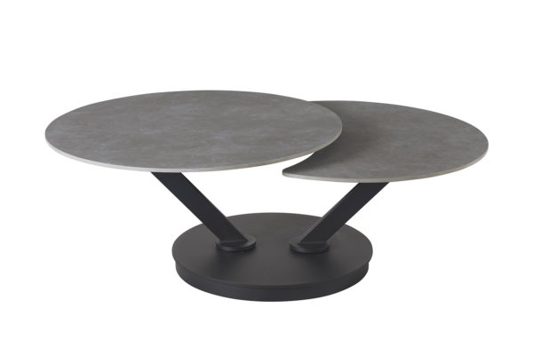 Salontafel 'Nara' Round Swivel Stone Light Grey - Afbeelding 9