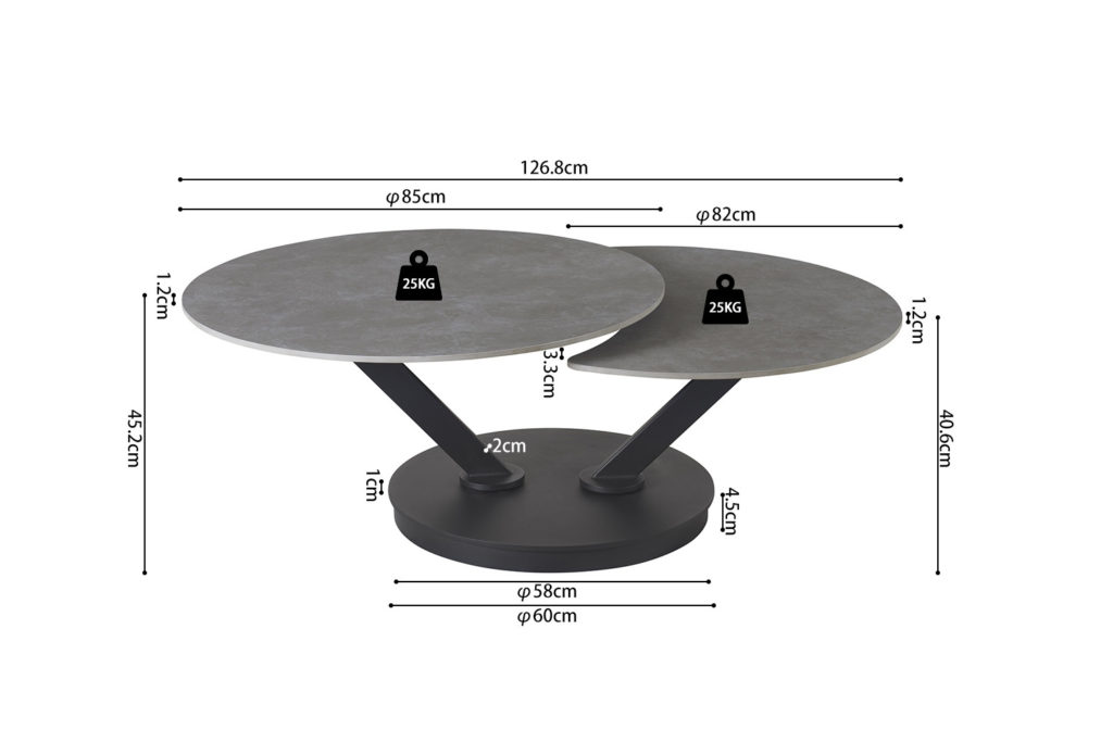 Salontafel 'Nara' Round Swivel Stone Light Grey - Afbeelding 10