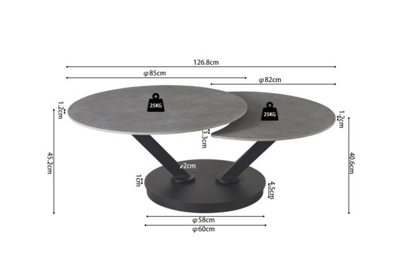 Salontafel 'Nara' Round Swivel Stone Light Grey - Afbeelding 10